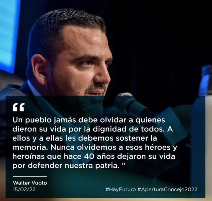 Vuoto se pronunció sobre el sentir por los Veteranos y Excombatientes de Malvinas.