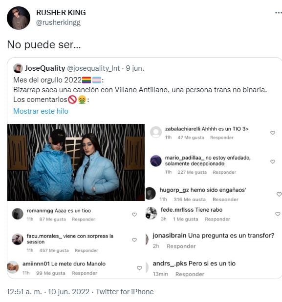 Rusherking, molesto por los comentarios contra la sesión de Villano Antillano.