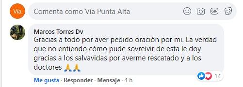 Agradecimiento del hombre que fue salvado en el balneario Arroyo Pareja