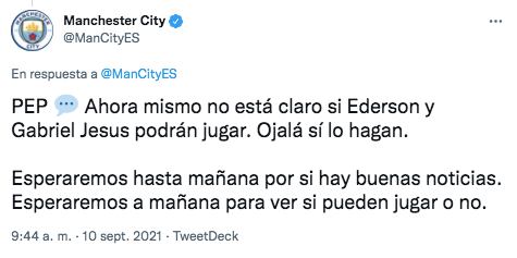 Pep Guardiola aclaró que no sabe si puede contar con los futbolistas brasileños del Manchester City.