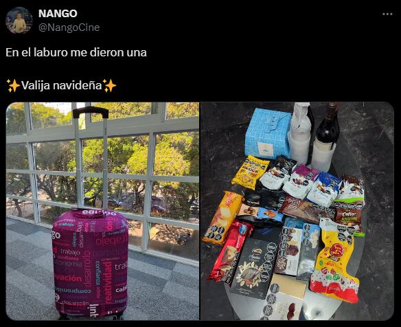 La publicación viral sobre la valija navideña.