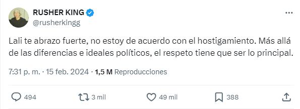 El apoyo de Rusherking con Lali Espósito.