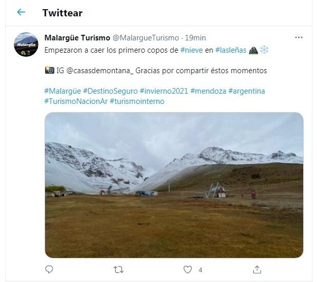 La publicación de la Dirección de Turismo de Malargüe. 