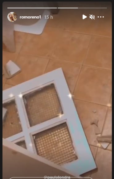 Destrozos en el baño de Paulo Londra (Instagram: @romoreno1)