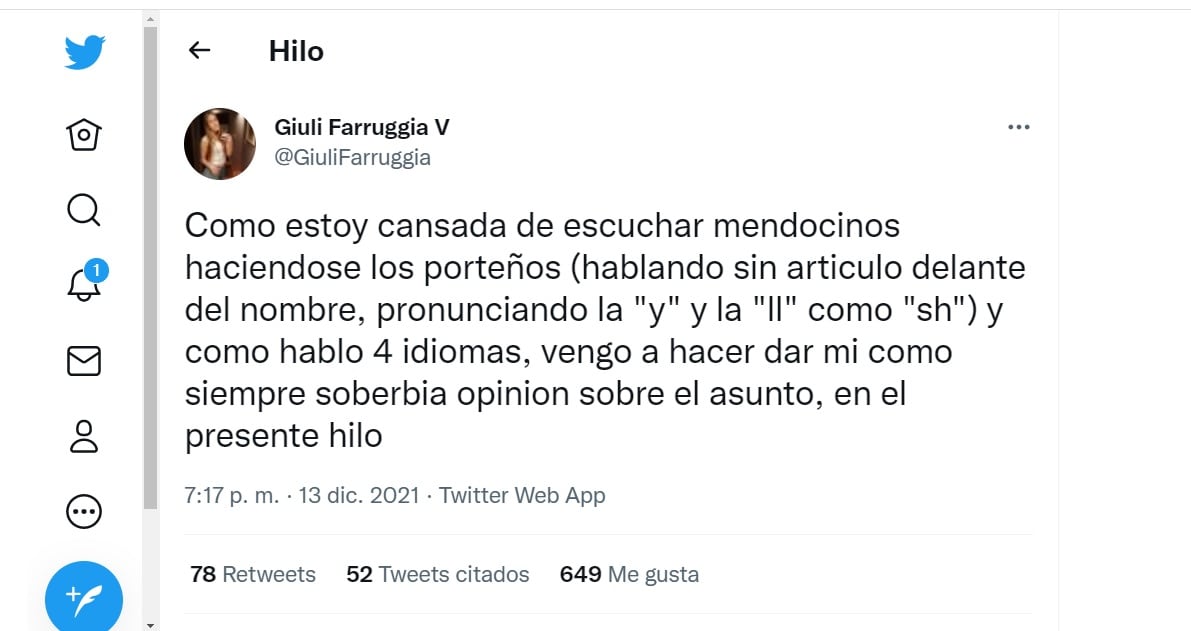 Una mendocina hizo un hilo en Twitter para explicar el uso de artículos antes de los nombres.