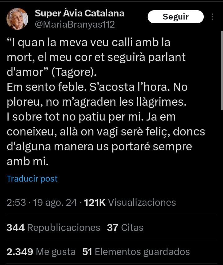 El mensaje en redes sociales antes de la noticia.