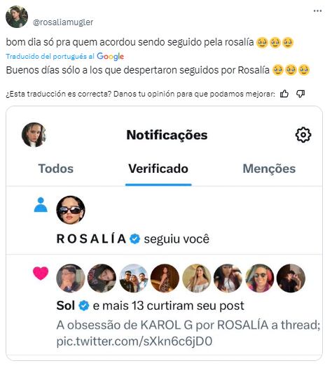 Rosalía siguió a la fan que realizó el hilo mostrando una comparación con Karol G