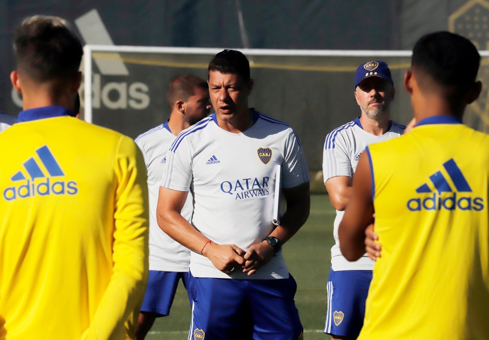 Sebastián Battaglia en un entrenamiento de Boca Juniors.