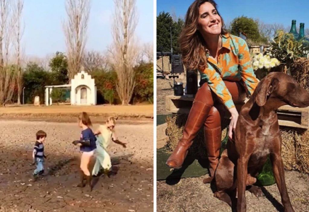 Soledad Pastorutti disfrutando con su familia de su casa en Arequito.