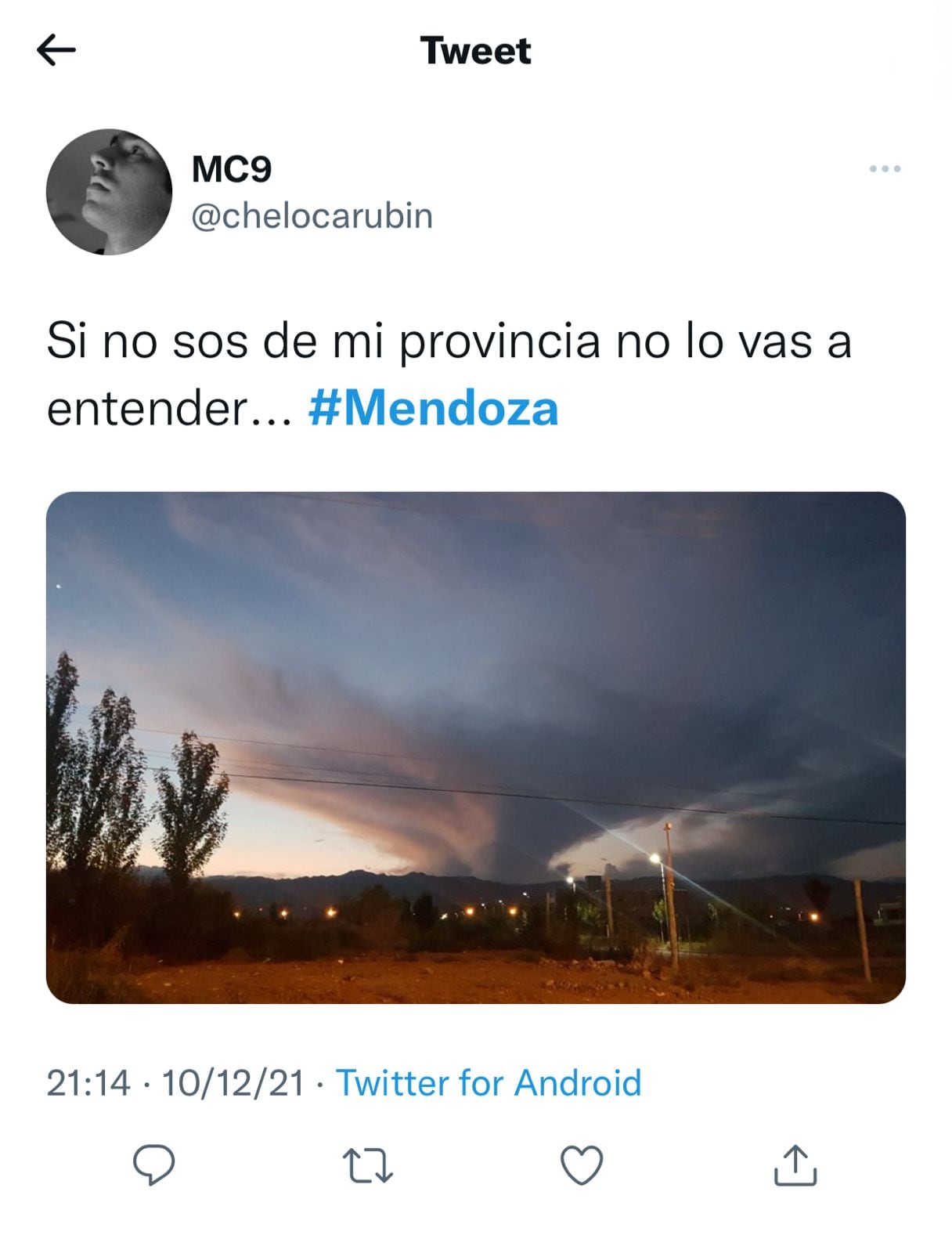 Atardecer en Mendoza por las redes.