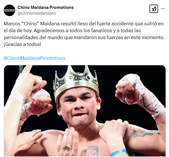 El comunicado que publicó el entorno de El Chino Maidana