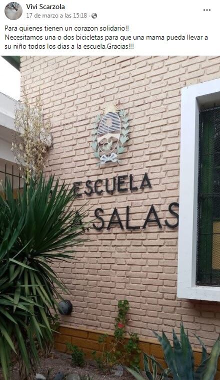 El pedido de bicicletas para que dos alumnos puedan ir a clases.