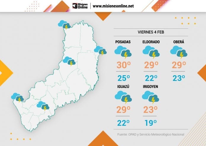 Viernes con probabilidad de lluvias y temperaturas cálidas en la provincia.