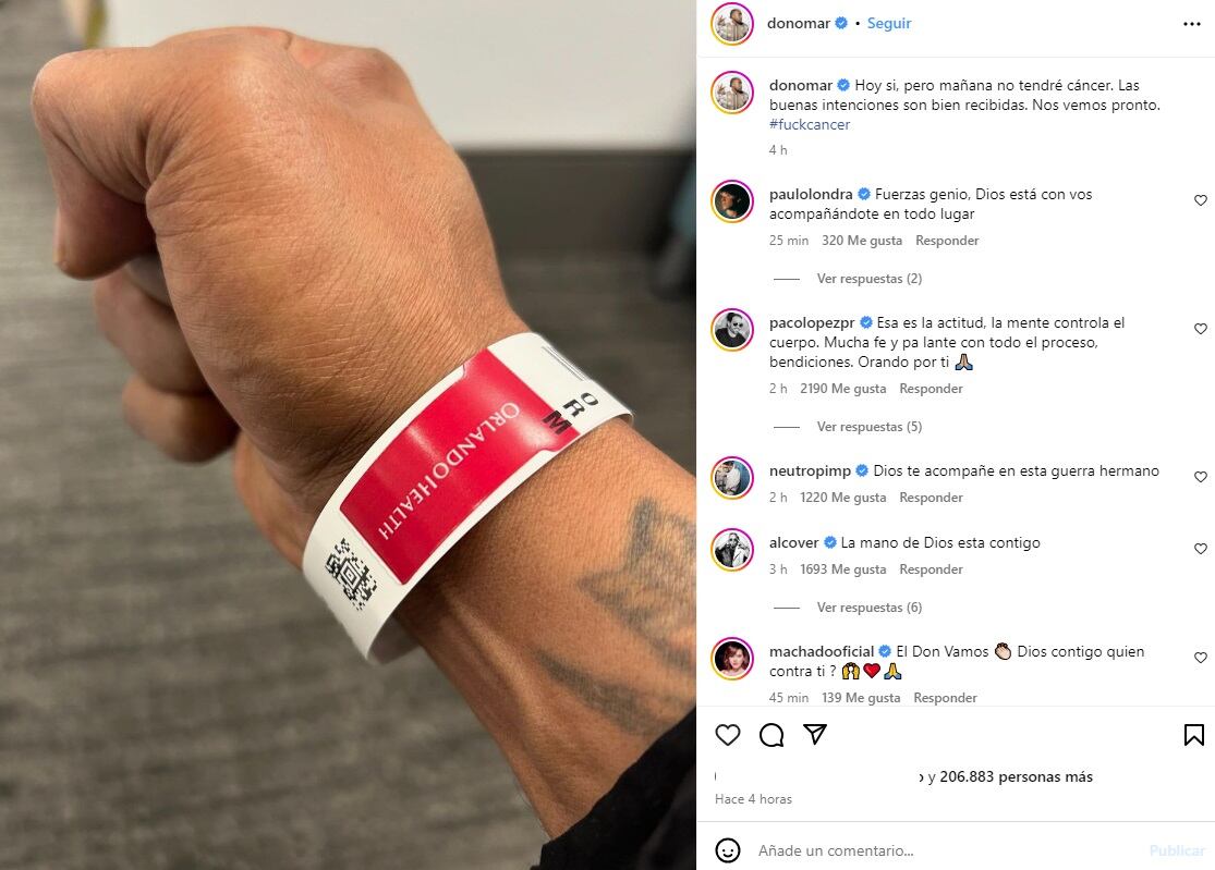 Don Omar reveló que tiene cáncer con un posteo en Instagram