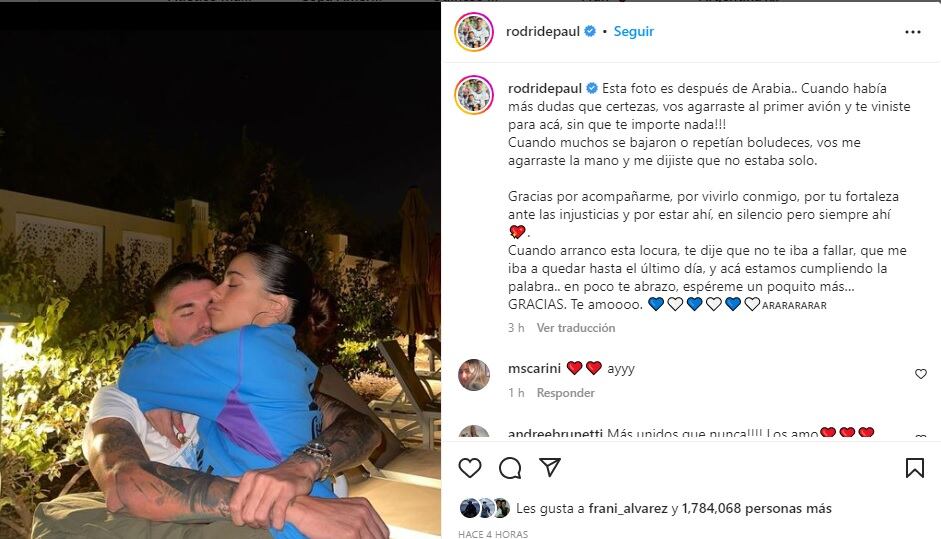 El mensaje de De Paul a Tini