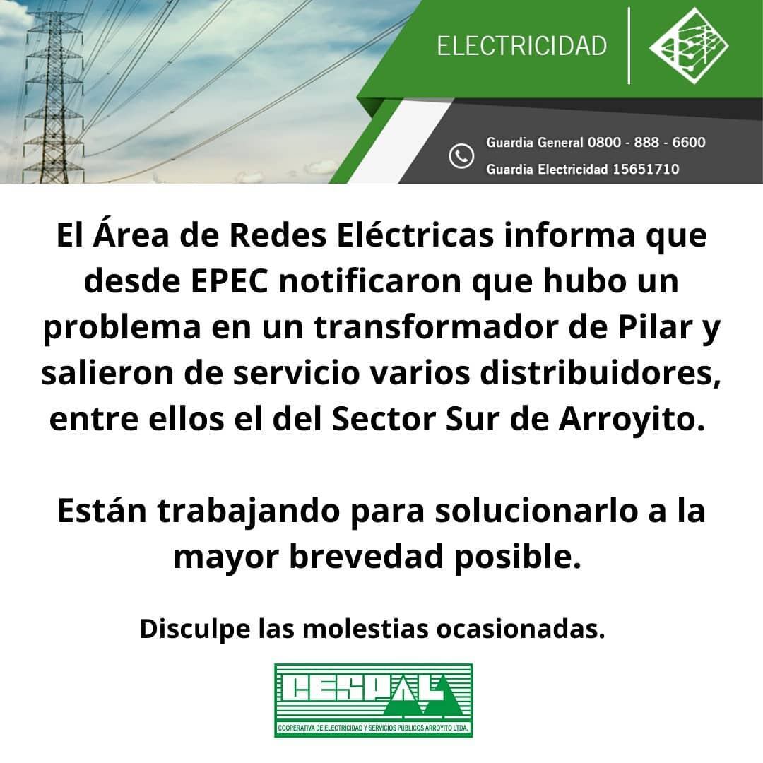 Corte de Energía Sector Sur de Arroyito