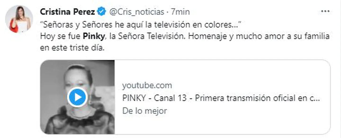 La despedida que le ofreció la periodista Cristina Pérez a "Pinky".