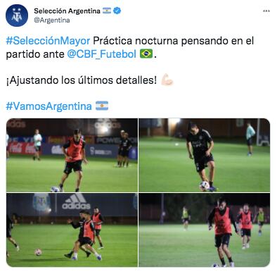 La Selección Argentina cierra sus entrenamientos en Ezeiza y viaja a San Juan.