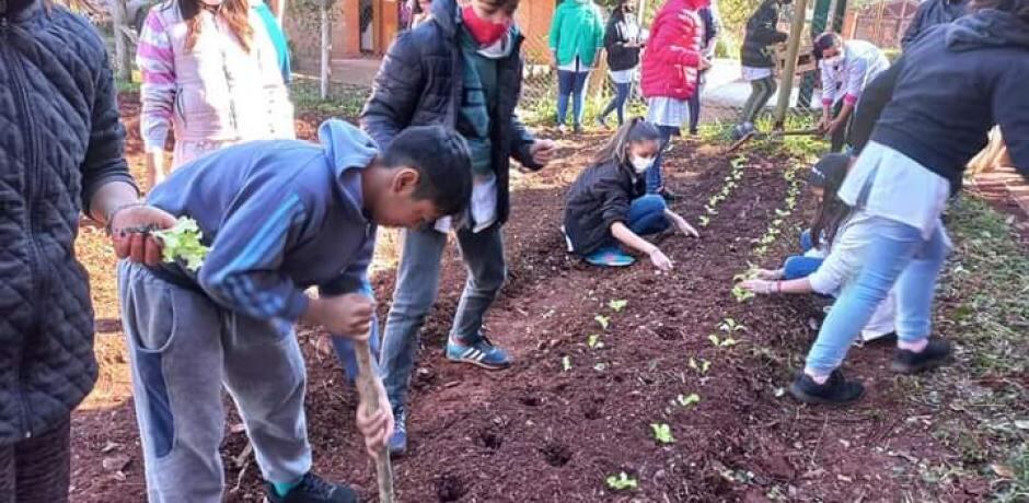 Los niños de la Escuela N°745 fueron capacitados en huerta familiar.