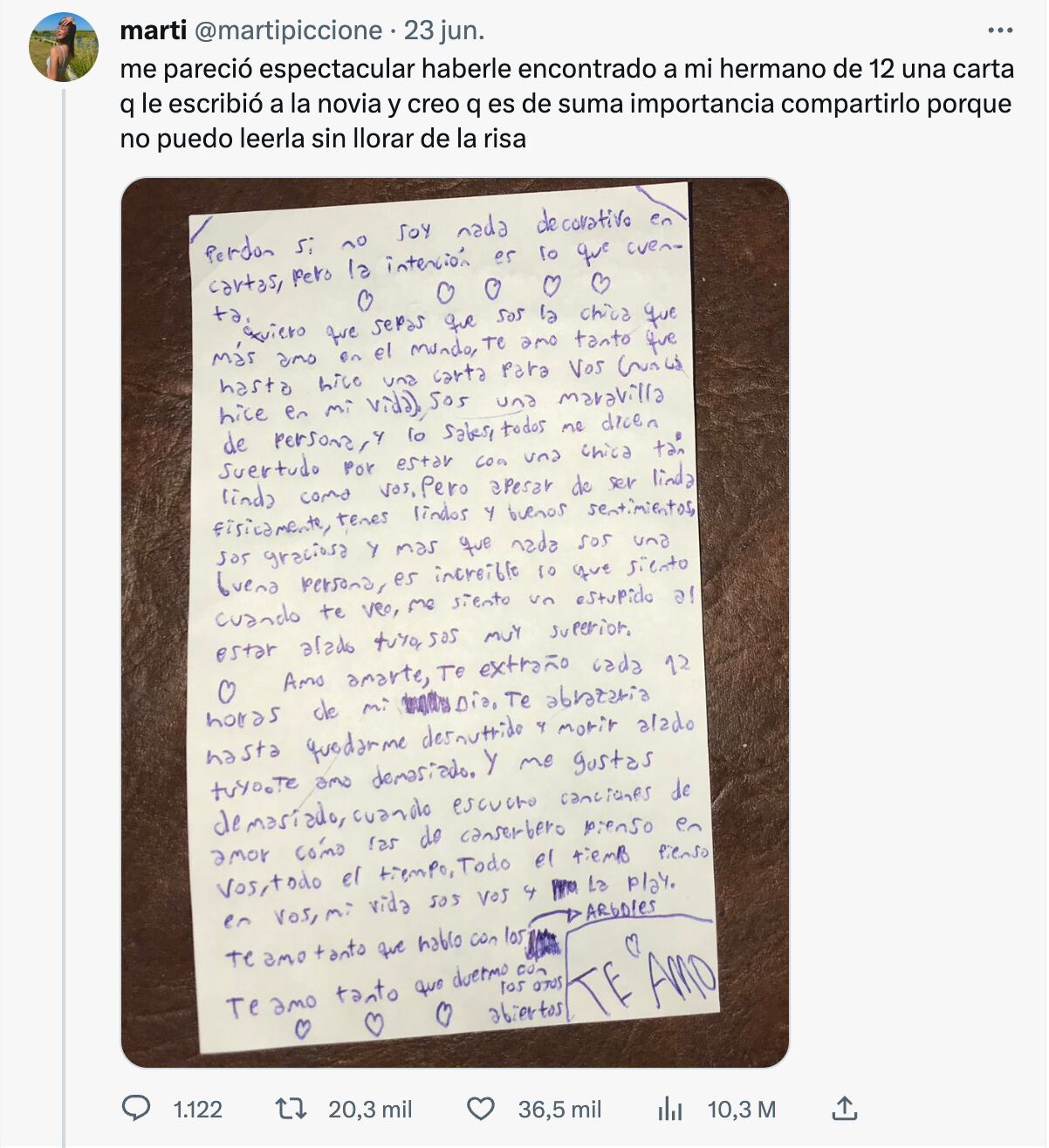 El tweet de la hermana del niño