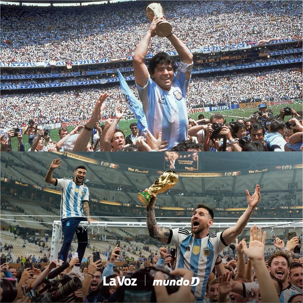 La tercera estrella de la Selección, 36 años después: así se festejó en el ‘86 y así en el 2022