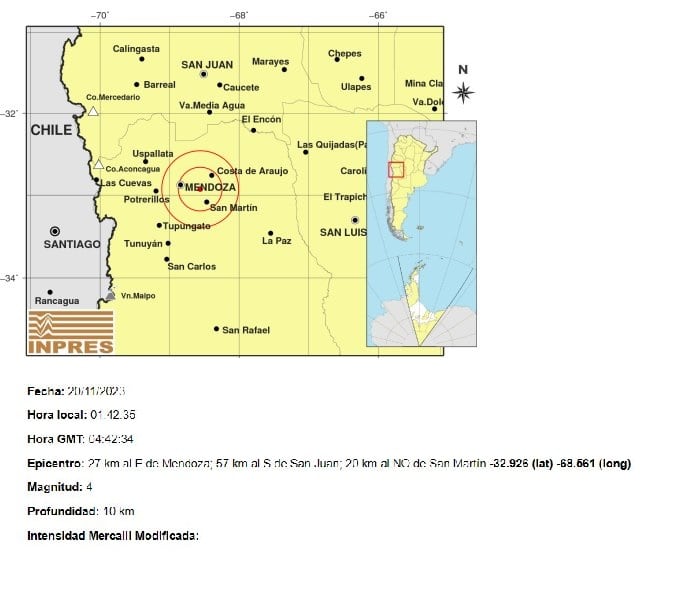 Sismo fuerte en Mendoza.