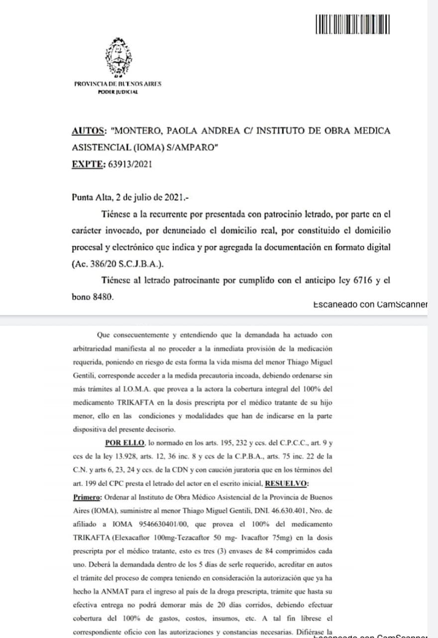 La Justicia falló a favor de Thiago