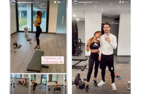 Messi compartió el entrenamiento de Antonela Roccuzzo en Instagram.