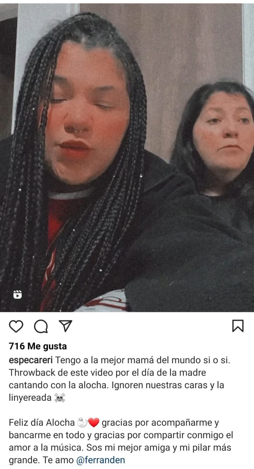 Esperanza Careri le dedicó un tierno post a su mamá en el Día de la Madre.