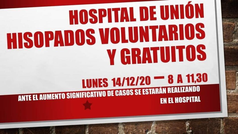 Convocatoria en Redes Sociales a los vecinos para hisoparse para ell lunes 14.