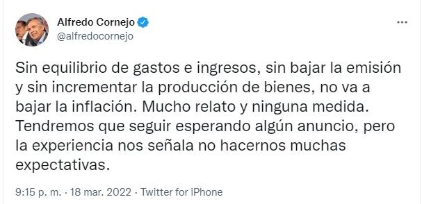 La oposición contra el discurso de Alberto Fernández contra la inflación