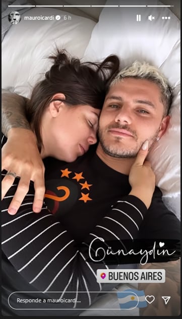 Wanda Nara y Mauro Icardi en su encuentro. 