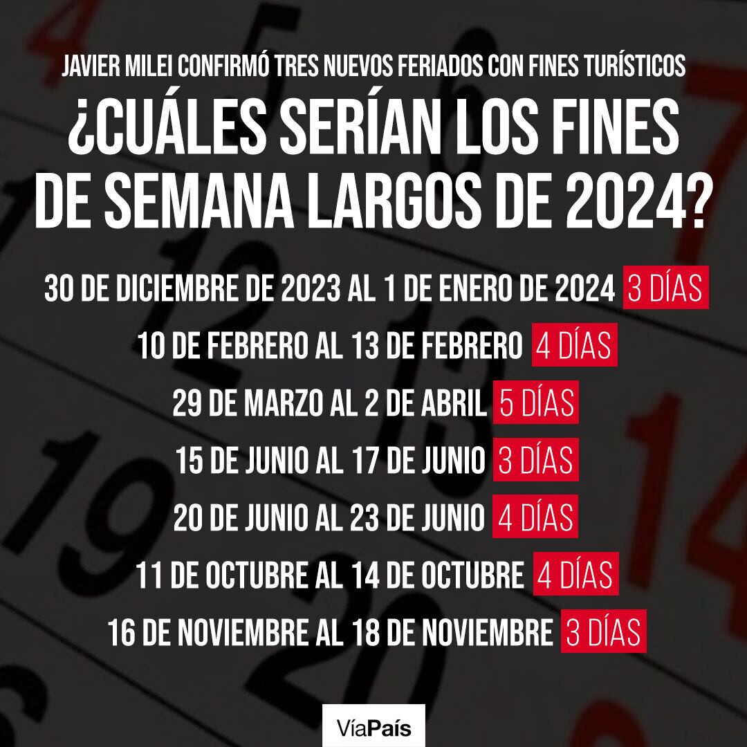 Calendario de feriados del 2024.