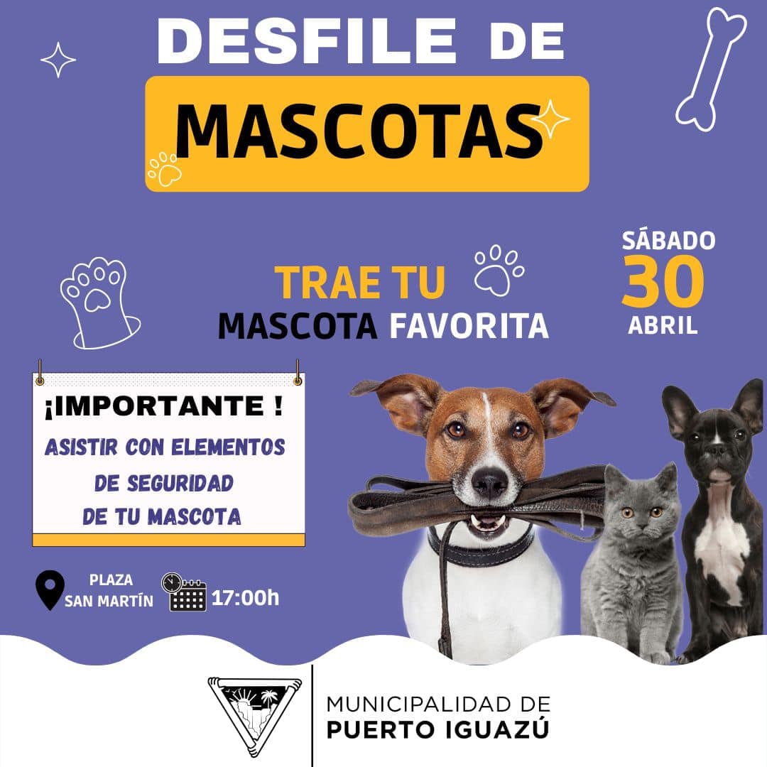 La Municipalidad de Puerto Iguazú organiza un desfile de mascota.