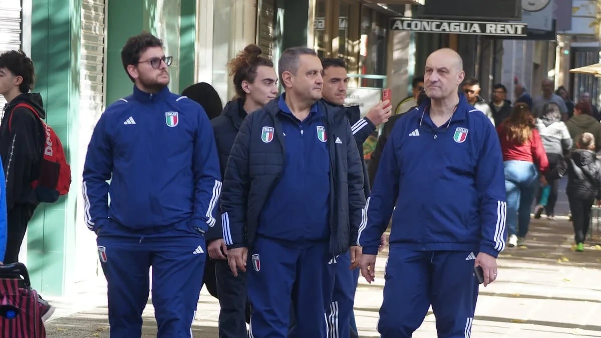 Parte de la delegación del seleccionado de Italia, en Mendoza.