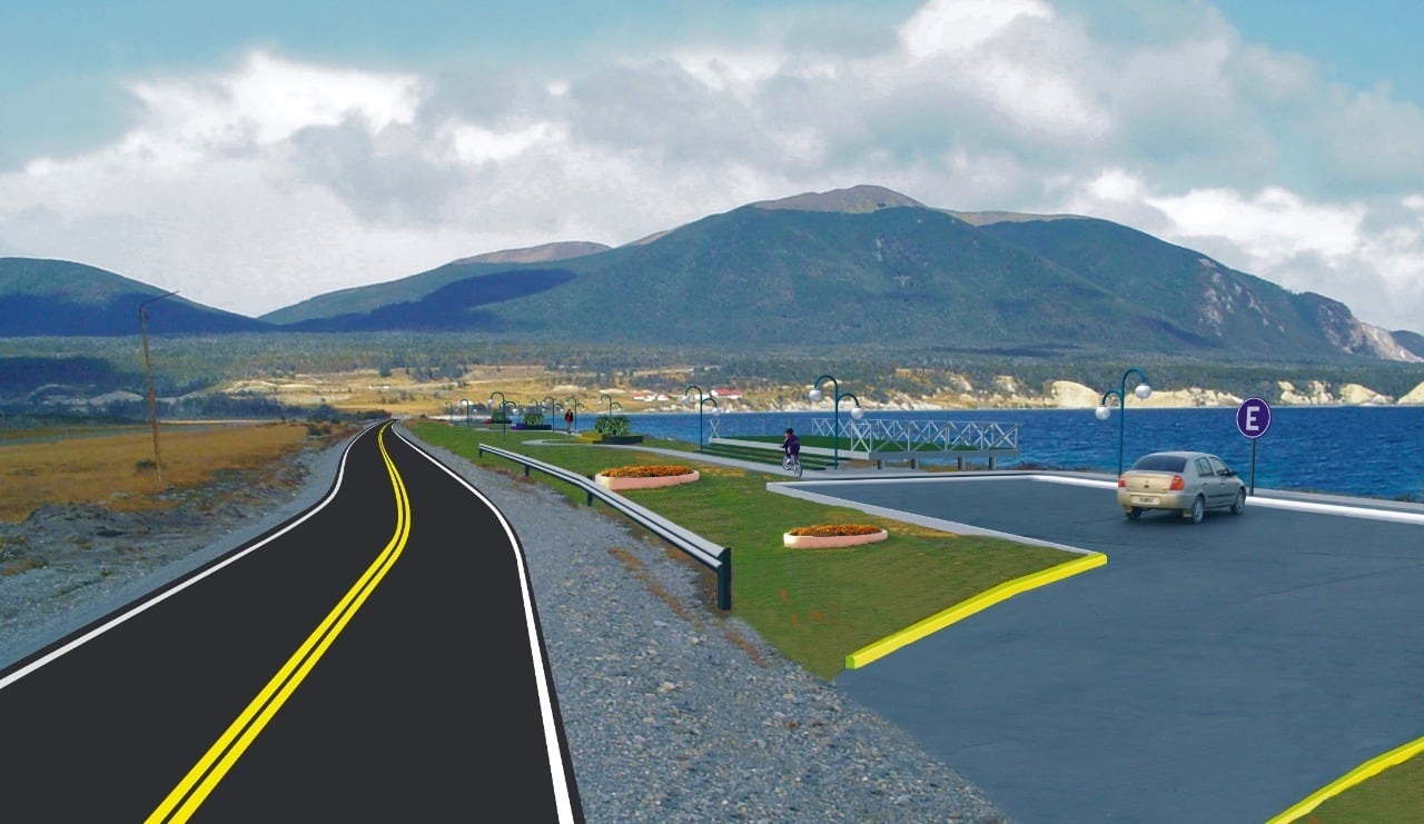 Render de la pavimentación Ruta 1.