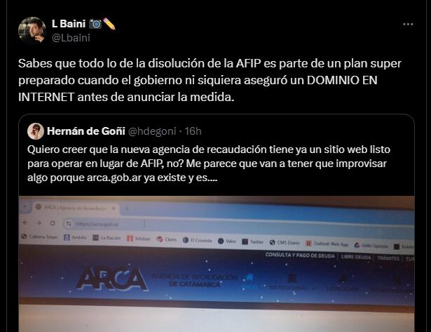 Los usuarios de Twitter confirmaron que el dominio de ARCA ya existe