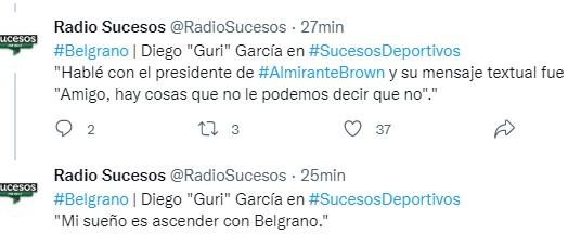 "Se cual es el objetivo en Belgrano y está bien que así sea", afirmó Diego "Gurí" García.