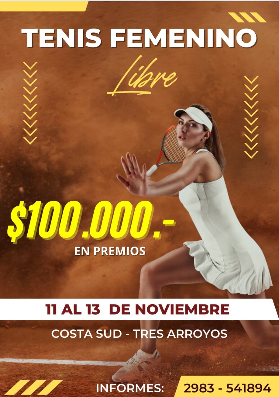 El Club Costa Sud de Tres Arroyos organiza un torneo de Tenis rentado