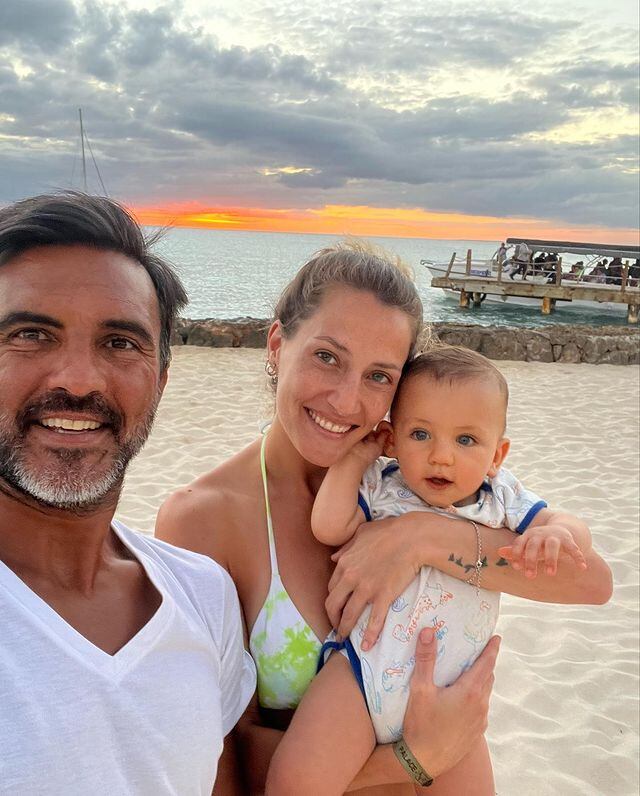 Mica Viciconte, Fabián Cubero y su hijo Luca