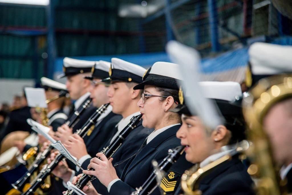 La Banda de Música del Área Naval Austral estuvo presente en la ceremonia.