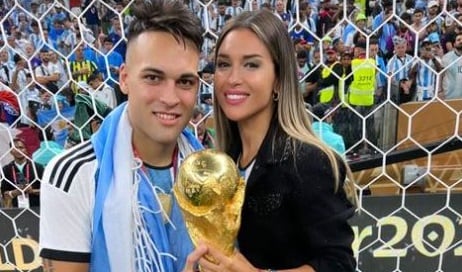 Agustina Gandolfo y Lautaro Martínez, campeón mundial.