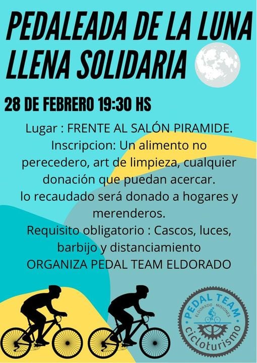 Eldorado: el grupo Pedal Team Eldorado realizará una pedaleada solidaria