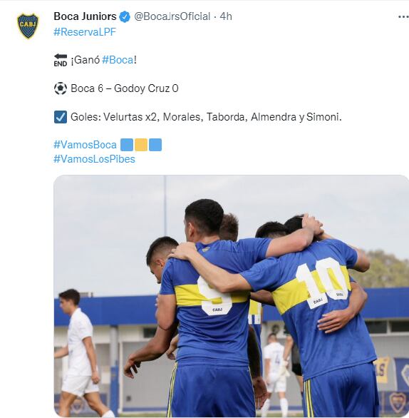 El equipo de Reserva de Godoy Cruz fue goleado por Boca Juniors en la Liga Profesional.