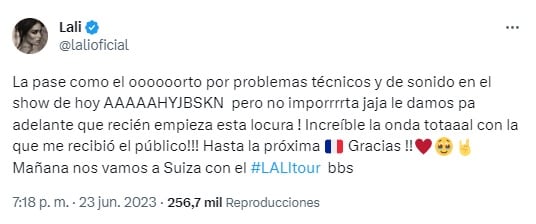 Lali, sobre el inicio de su gira