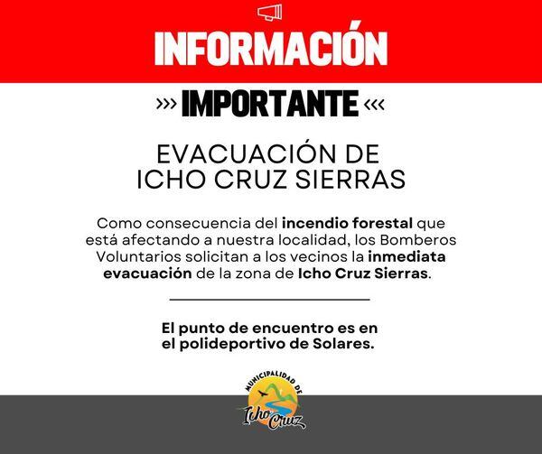 Comunicado del municipio de Icho Cruz pidiendo la evacuación de los vecinos.