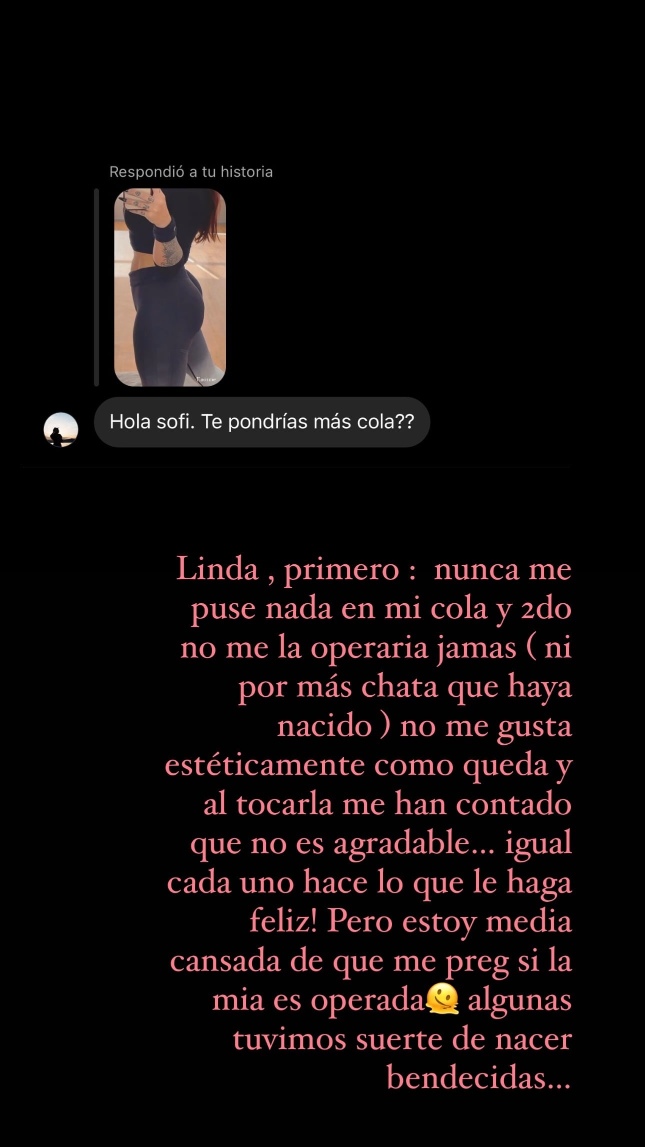 Sofía Clerici recibió una picante pregunta en Instagram y su respuesta fue contundente: “No me operaría jamás…”