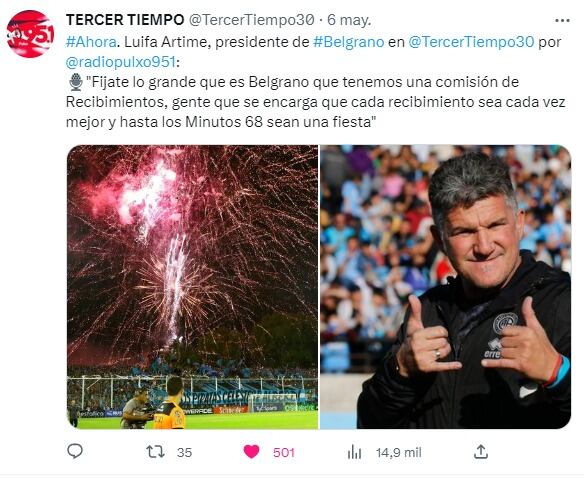 Los impactantes recibimientos de Belgrano, que sorprenden hasta al propio Artime.