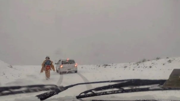 Así estaba la ruta en Neuquén esta mañana.