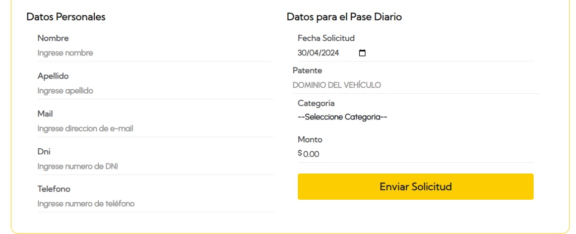 Es necesario solicitar el Pase Diario de forma online.